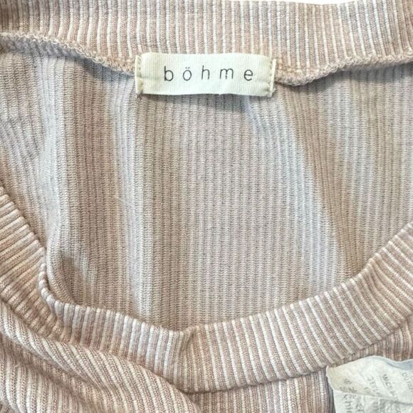 Böhme Beige Ribbed Long Sleeve Pullover Sweater Top Women's Size Small - Picture 4 of 5